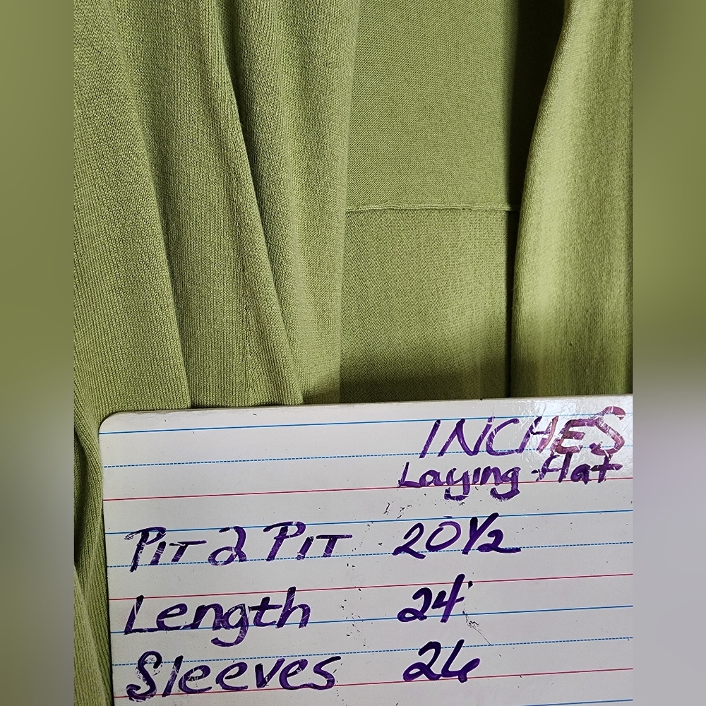J.Jill Silk Cotton Blend Green Open Front Cardigan Sweater SZ X-Small - Picture 6 of 6